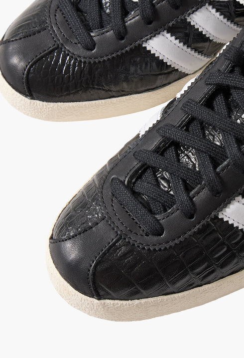 Blanc Croc-Effect Glossed-Leather Sneakers
